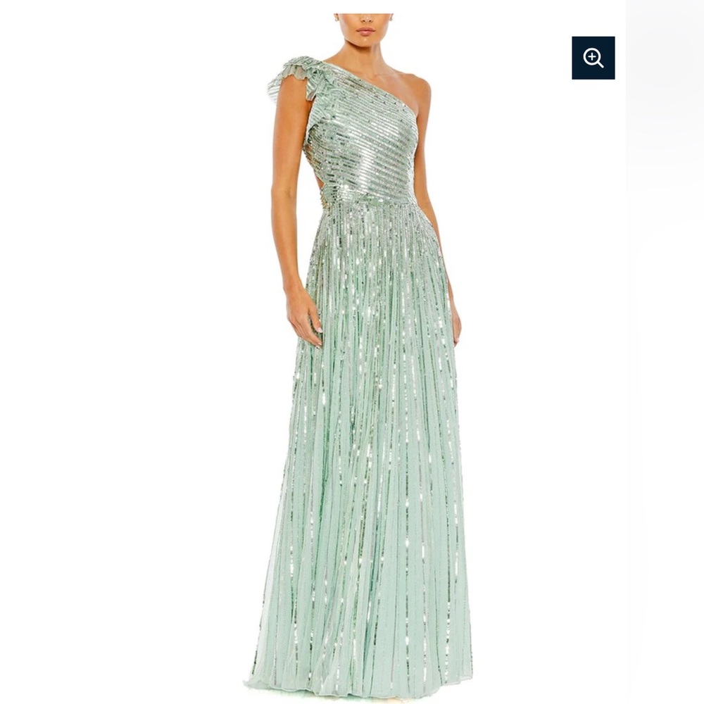 Mac Duggal Light Blue and Silver Sequin Dress